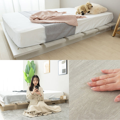 ステージベッド コンセント付き  木目調ローベッド- NERERU